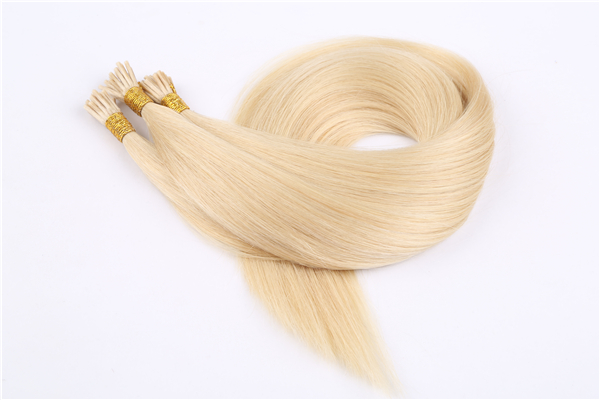 Virgin Russian hair i tip hair extensions pre bonded hair extensions with blonde color JF56